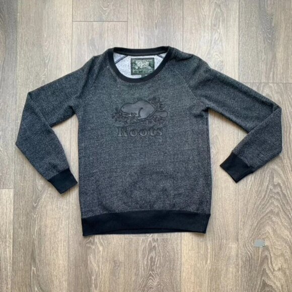 Roots Women’s Sweatshirt Leather Beaver logo Navy blue Pepper Size S - Picture 10 of 15